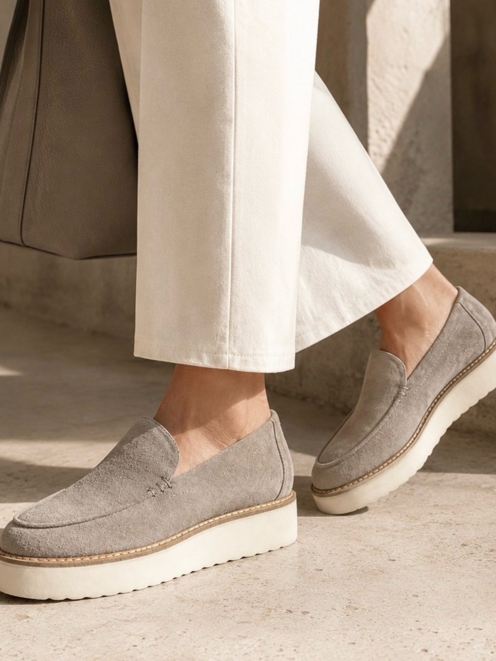 Vince Zeta Suede Platform Loafers in Taupe - Size 10 (Brand New!)